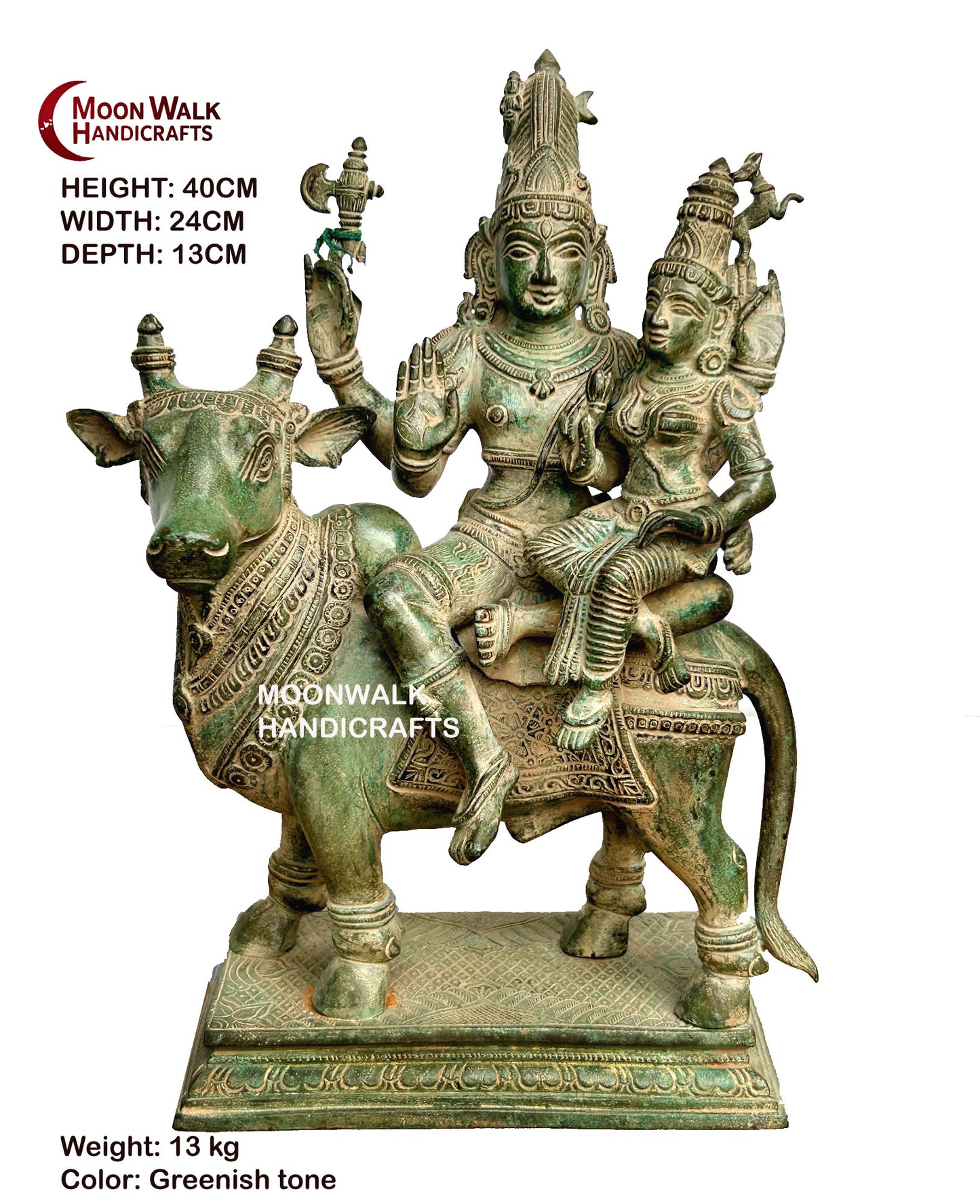 Antike Heilige Vereinigung: Statue von Lord Shiva, Parvati und Nandi