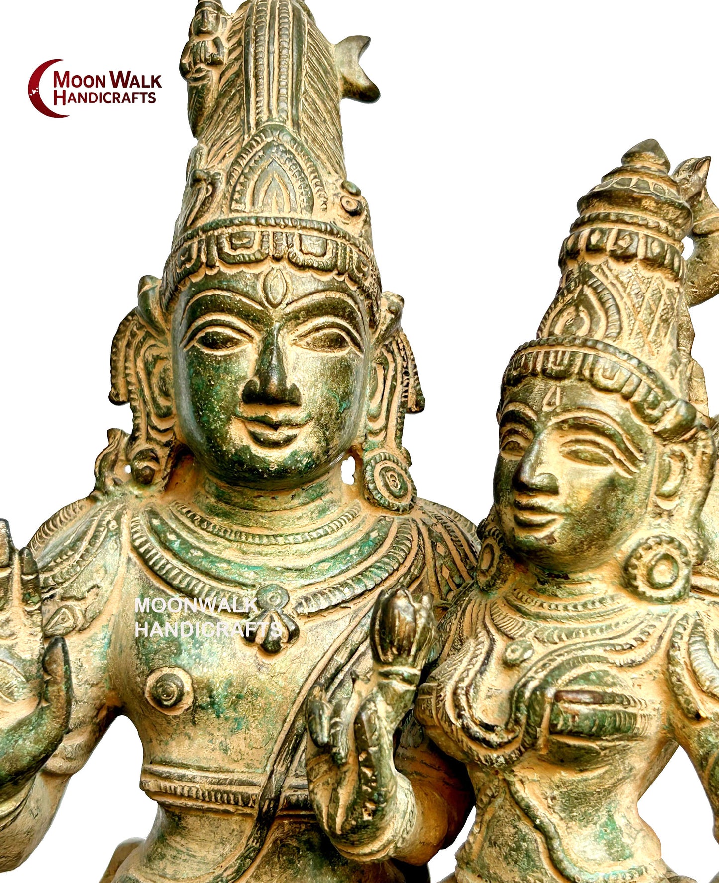 Antike Heilige Vereinigung: Statue von Lord Shiva, Parvati und Nandi
