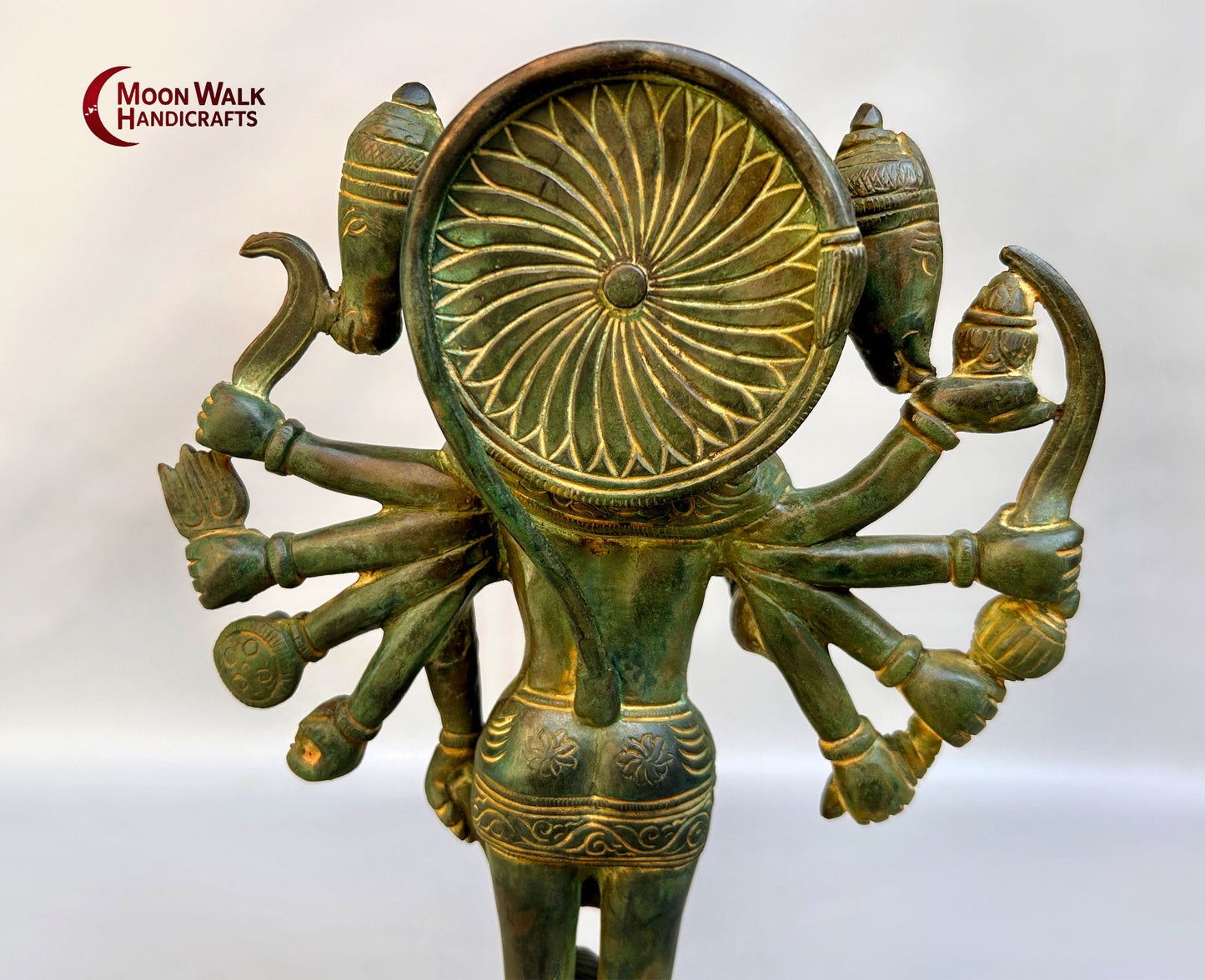 Exquisite Panchmukhi Hanuman-Figur aus antikem Messing – Hindu-Dekor, Code: ROH169