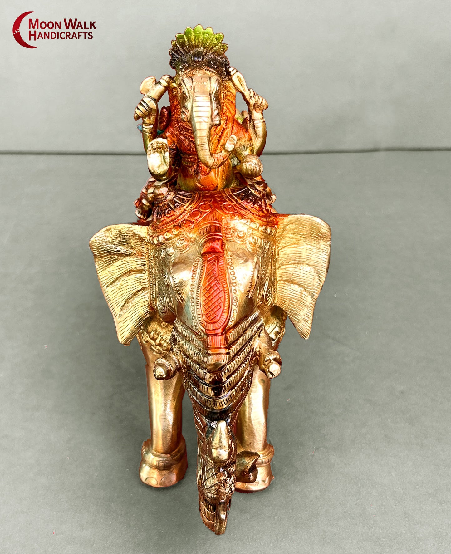 Brass Multi color Ganesha Elephant Yatra Statue with Ridhi Sidhi & Mushak, Code: ARP106