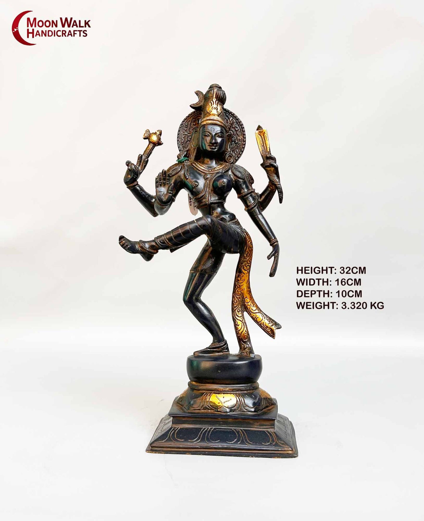 Blaue künstlerische Natraj-Messingstatue – handgefertigte indische Kunst – Ardhnarishwar – ShivaShakti I männliche und weibliche Energie.