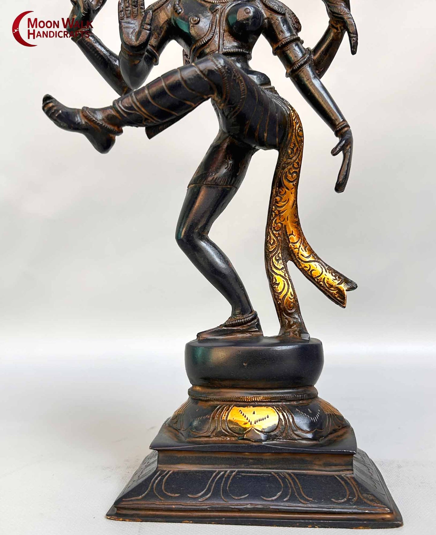 Blaue künstlerische Natraj-Messingstatue – handgefertigte indische Kunst – Ardhnarishwar – ShivaShakti I männliche und weibliche Energie.