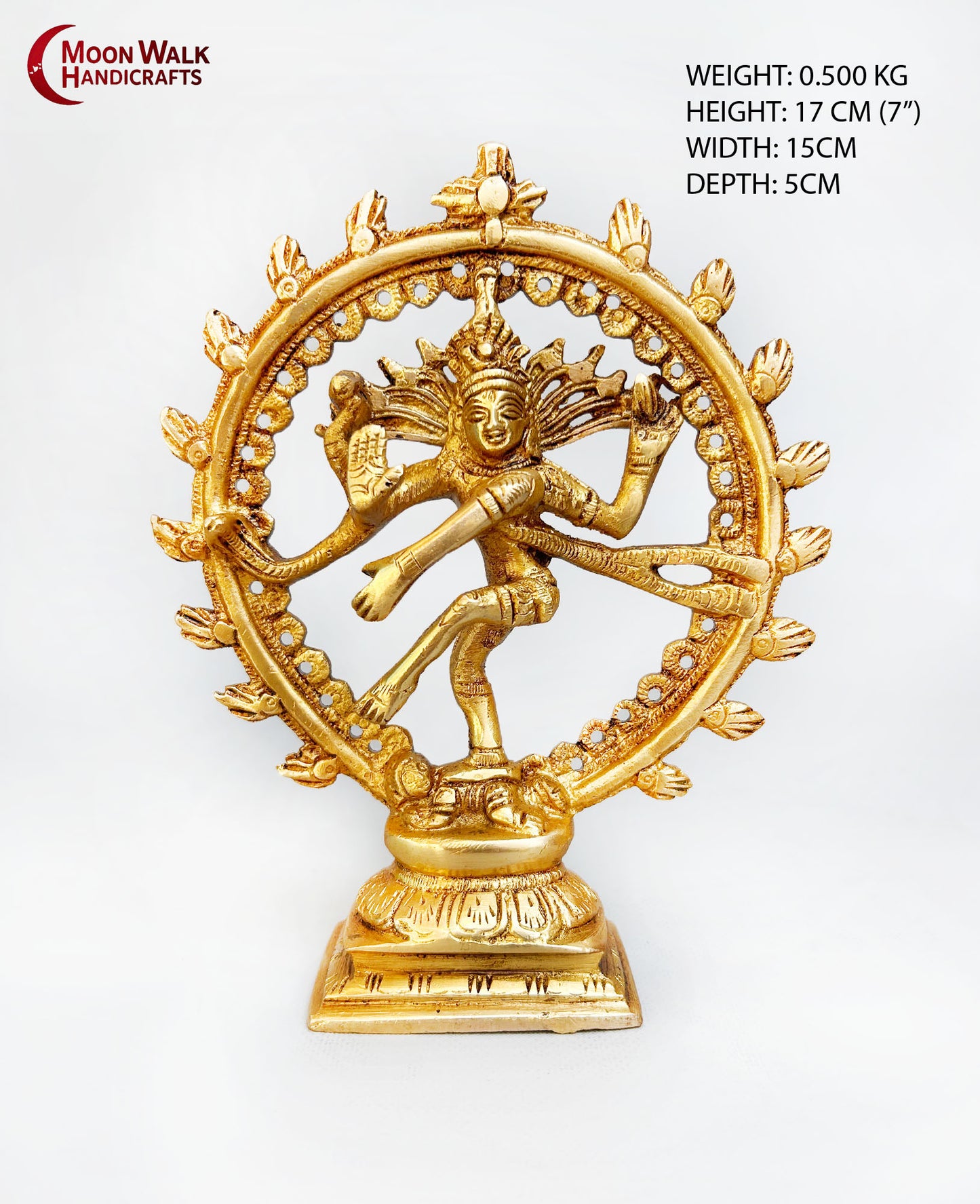 Handgefertigtes Nataraja-Idol aus Messing – 7 Zoll große tanzende Shiva-Statue zur Dekoration von Zuhause und Tempel