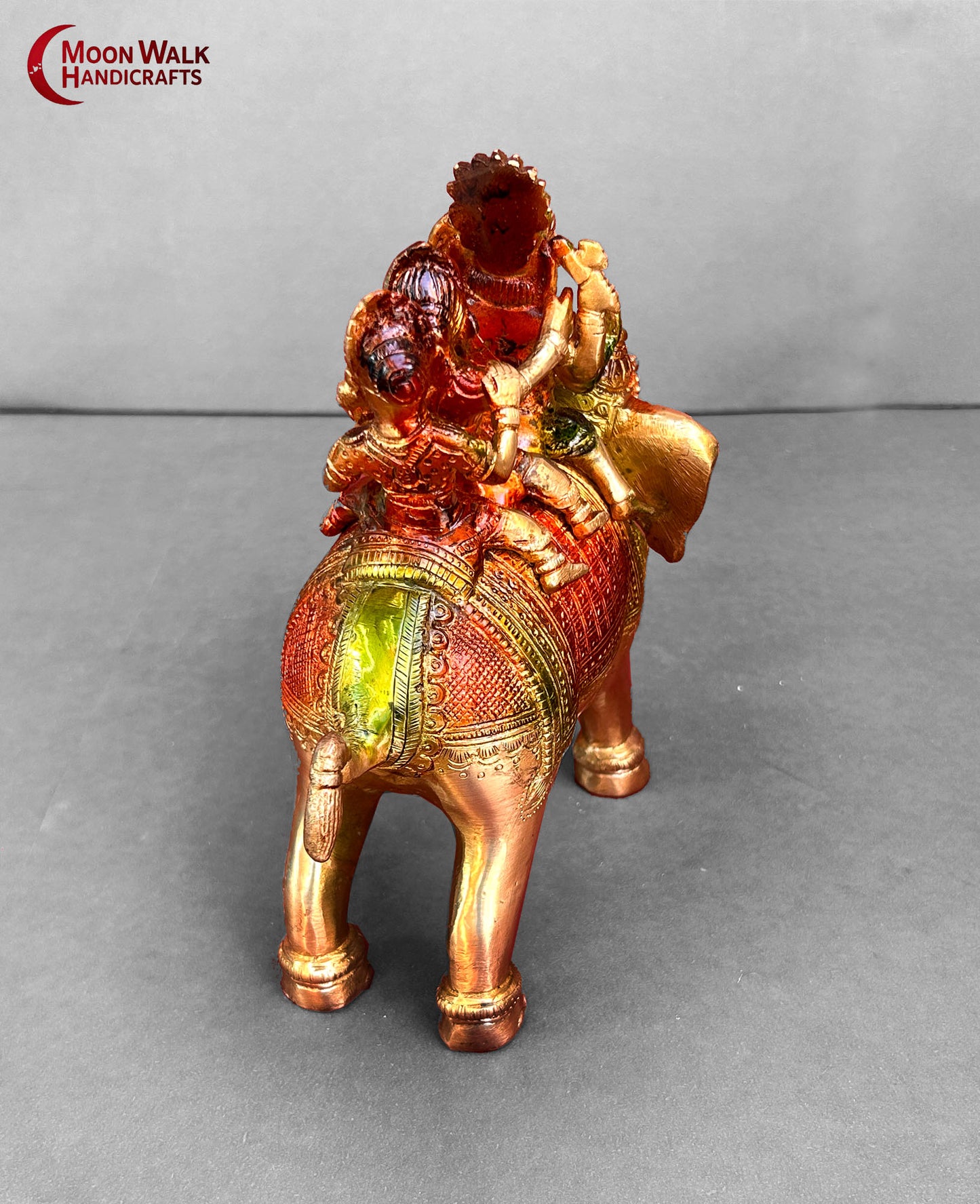Brass Multi color Ganesha Elephant Yatra Statue with Ridhi Sidhi & Mushak, Code: ARP106