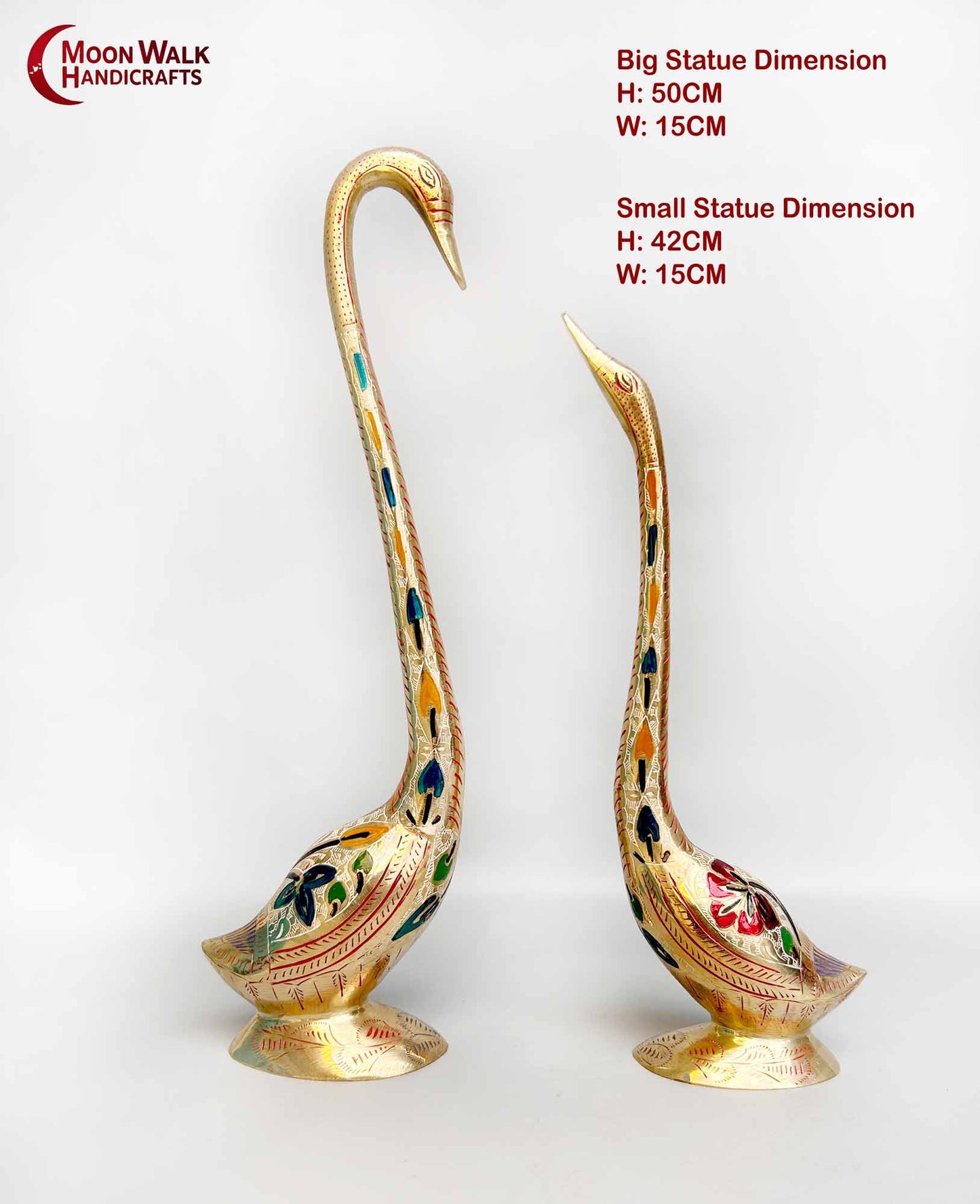 Schwanenfiguren aus Messing, Handgemachtes Pfauendekor, Frauentagsgeschenk, Gold-Emaille-Vogelstatuen, Elegantes Wohndekor, 8. März Special, Einzigartiges Geschenk