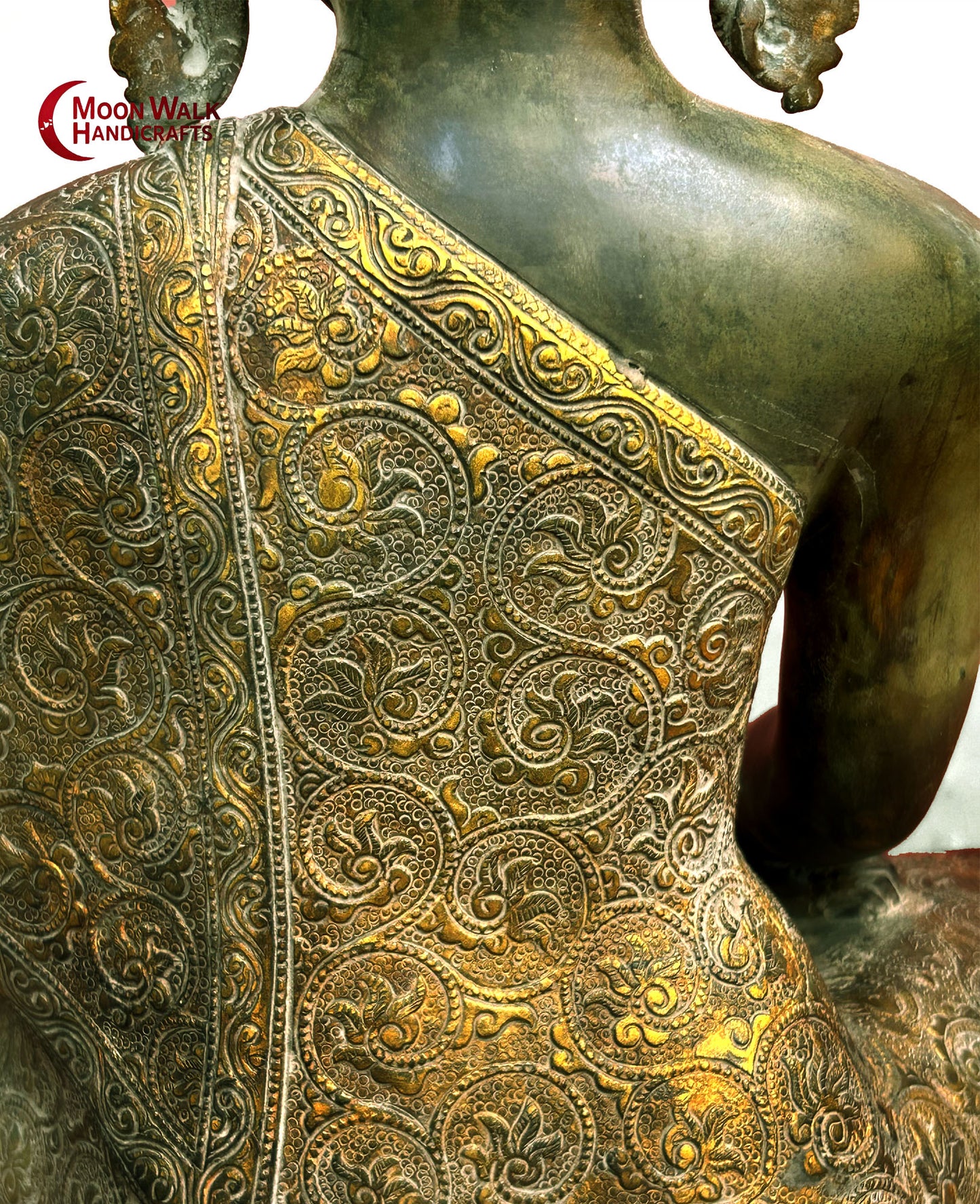Medizinbuddha, antikes altes Stück mit vielen Schnitzereien, Nepali, meditierende Buddha-Statue von Drezel, Code ROH167
