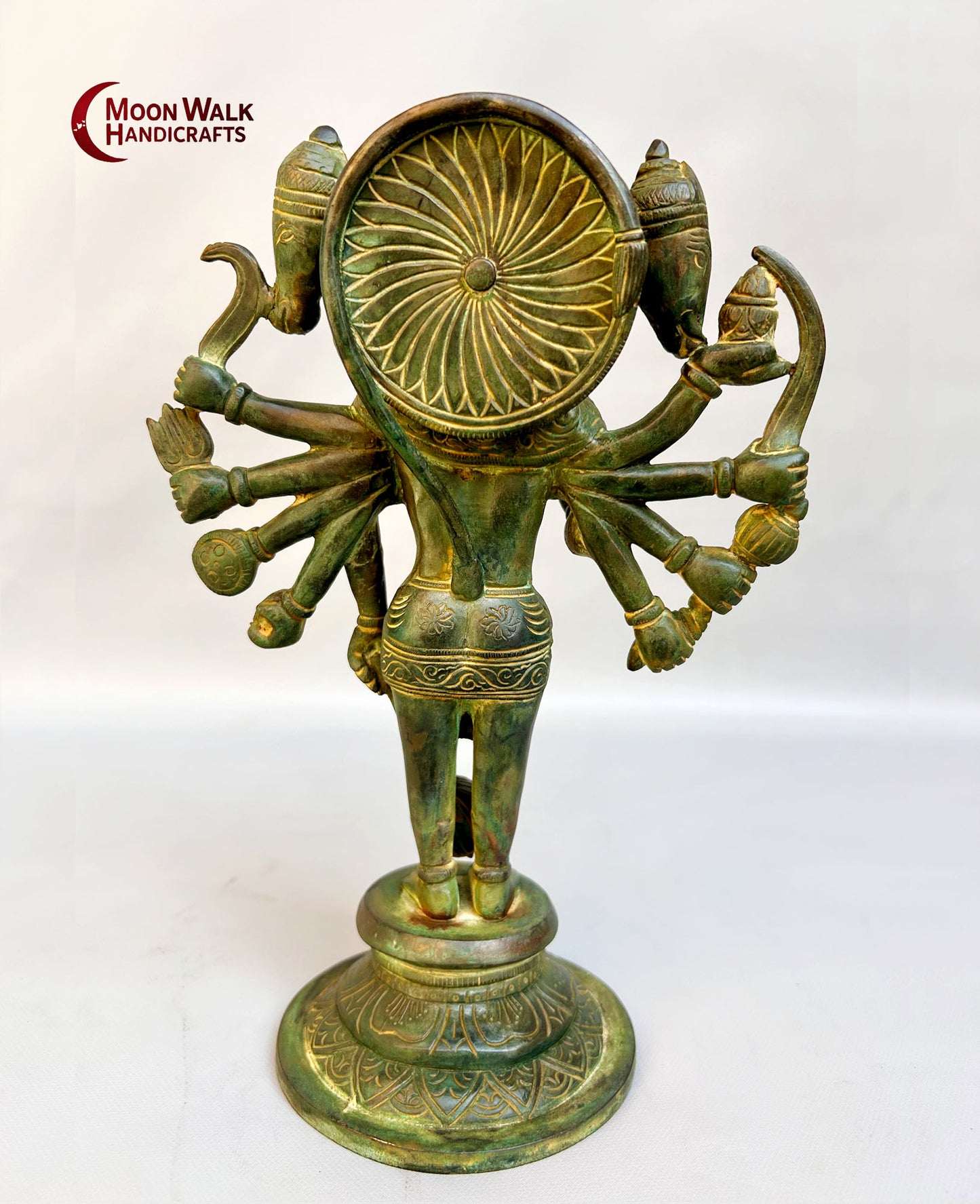Exquisite Panchmukhi Hanuman-Figur aus antikem Messing – Hindu-Dekor, Code: ROH169