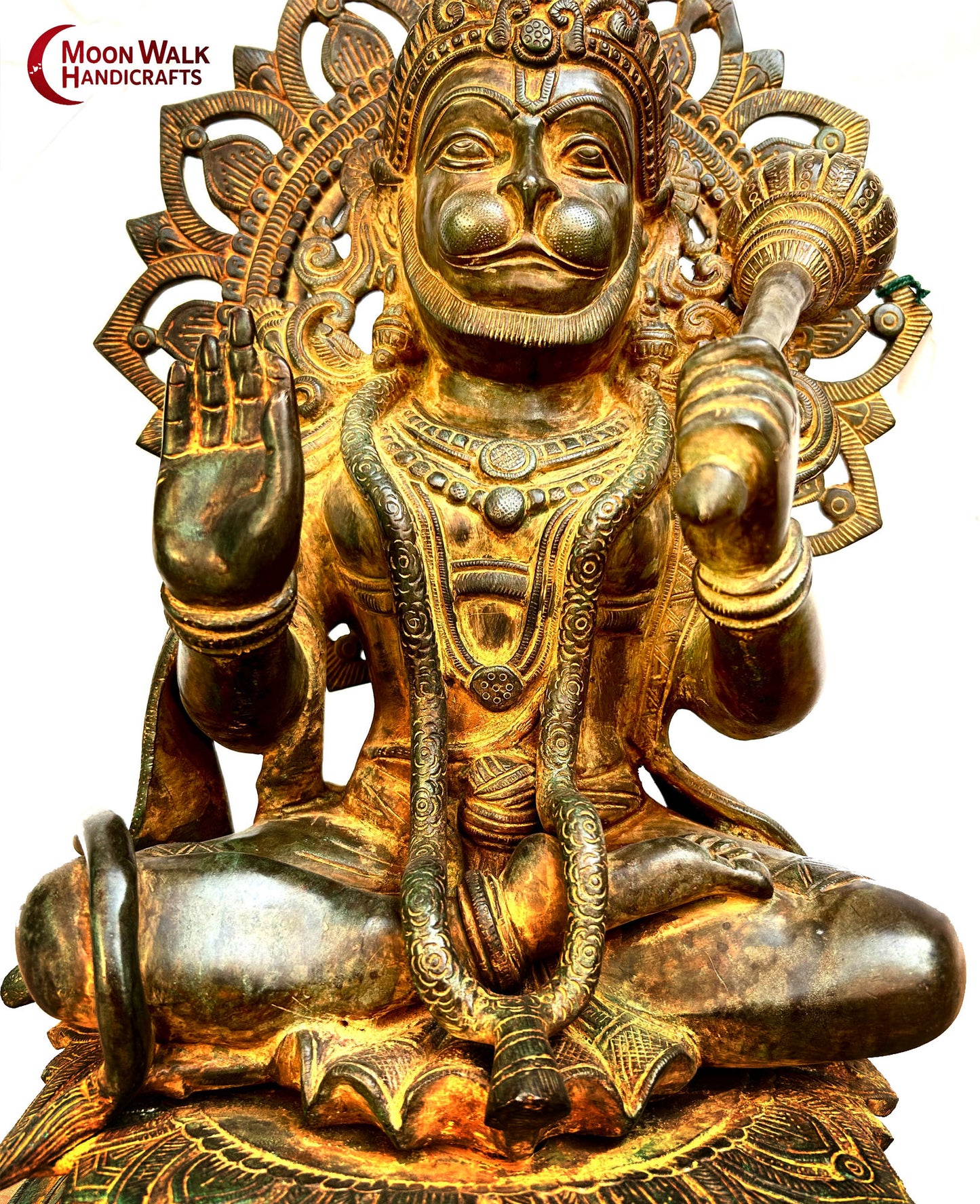 Göttlicher Segen: Sitzende Bronzestatue des Herrn Hanuman, CODE ROH178