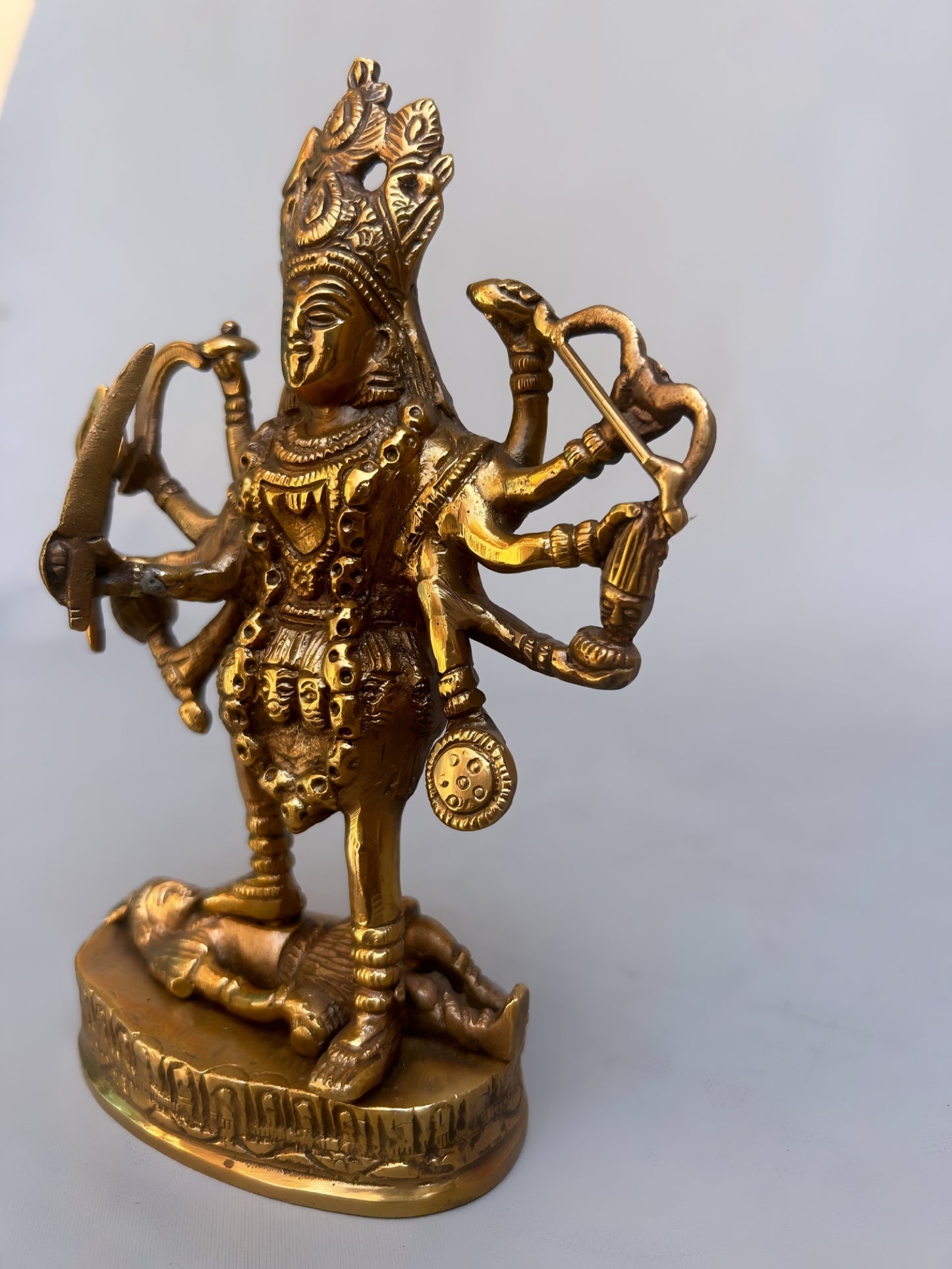 Exquisite Kali-Maa-Statue aus Messing – handgefertigte Hindu-Göttin-Statue für Zuhause und Puja – 20 cm hoch, göttliche Energie und Stärke