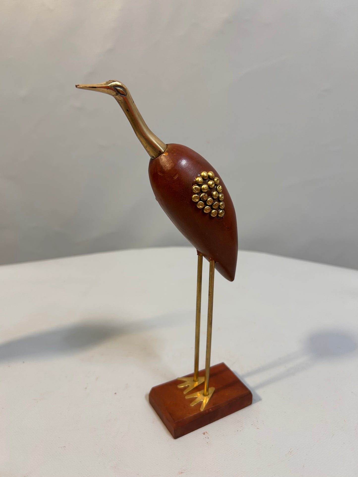 Height 27cm Wooden & Brass Bird Figurine Set – Elegant Love Birds Home Decor – Vintage Crane Statue – Unique Tabletop Sculpture for Gifting