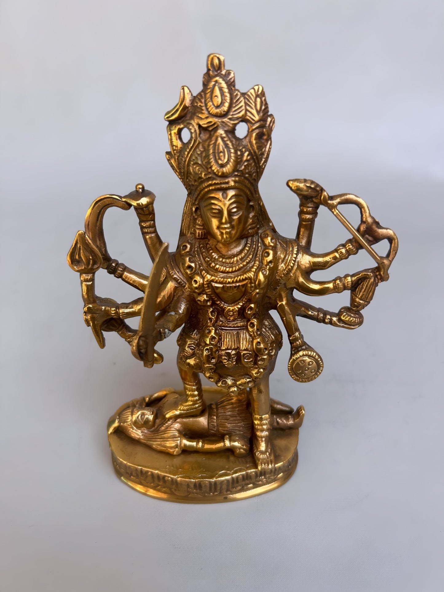 Exquisite Kali-Maa-Statue aus Messing – handgefertigte Hindu-Göttin-Statue für Zuhause und Puja – 20 cm hoch, göttliche Energie und Stärke