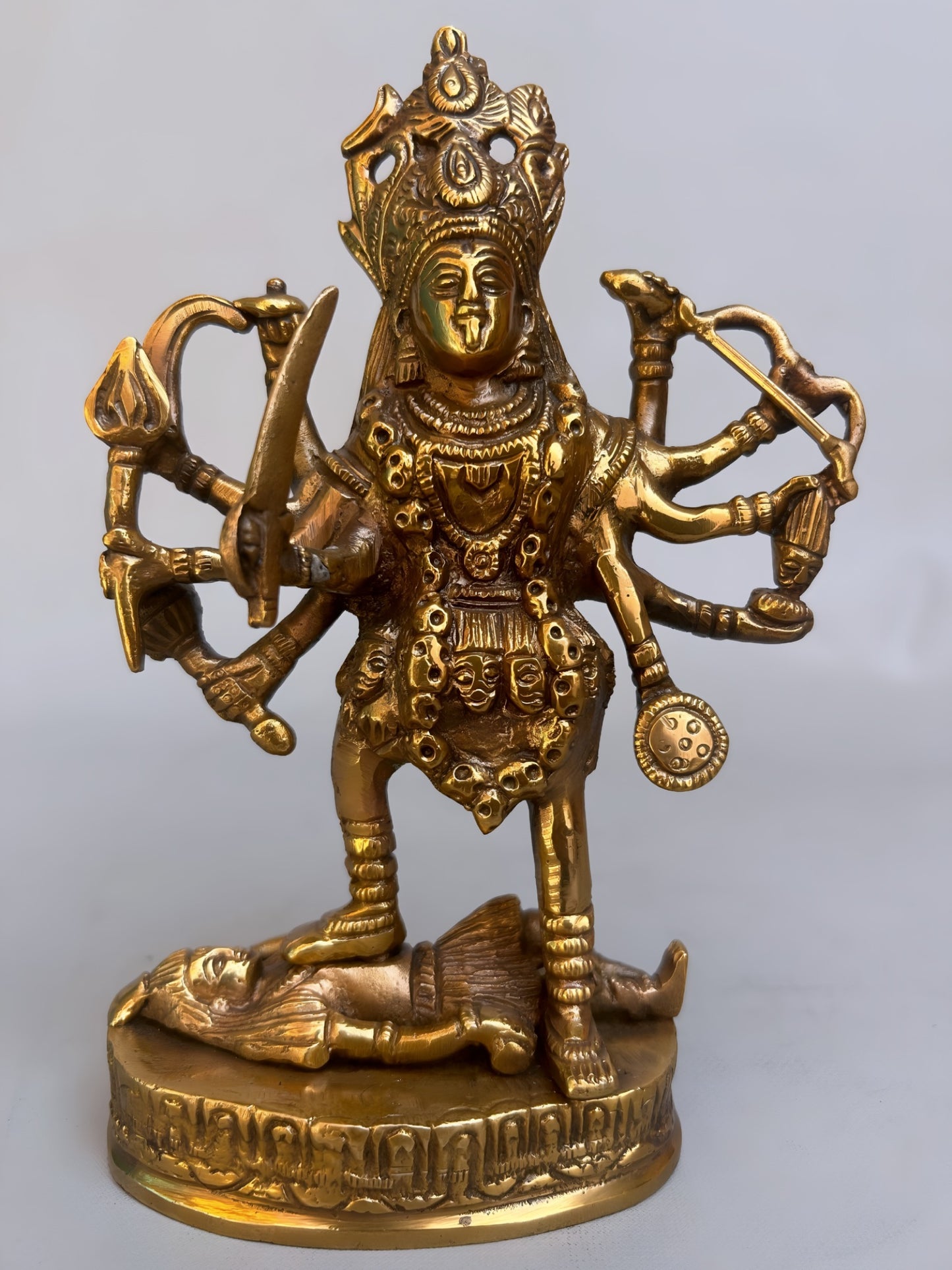 Exquisite Kali-Maa-Statue aus Messing – handgefertigte Hindu-Göttin-Statue für Zuhause und Puja – 20 cm hoch, göttliche Energie und Stärke