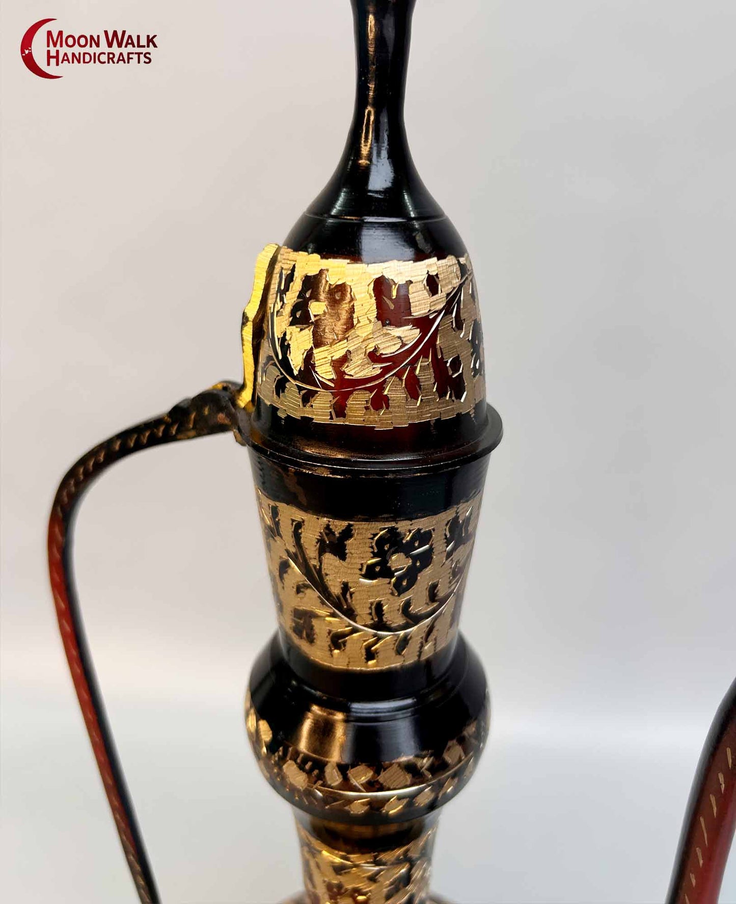 Brass Ewer, Antique Style Dallah, Gold Floral Coffee Pot, Handmade Eid Gift, Middle Eastern Home Decor, Unique Ramadan Decoration