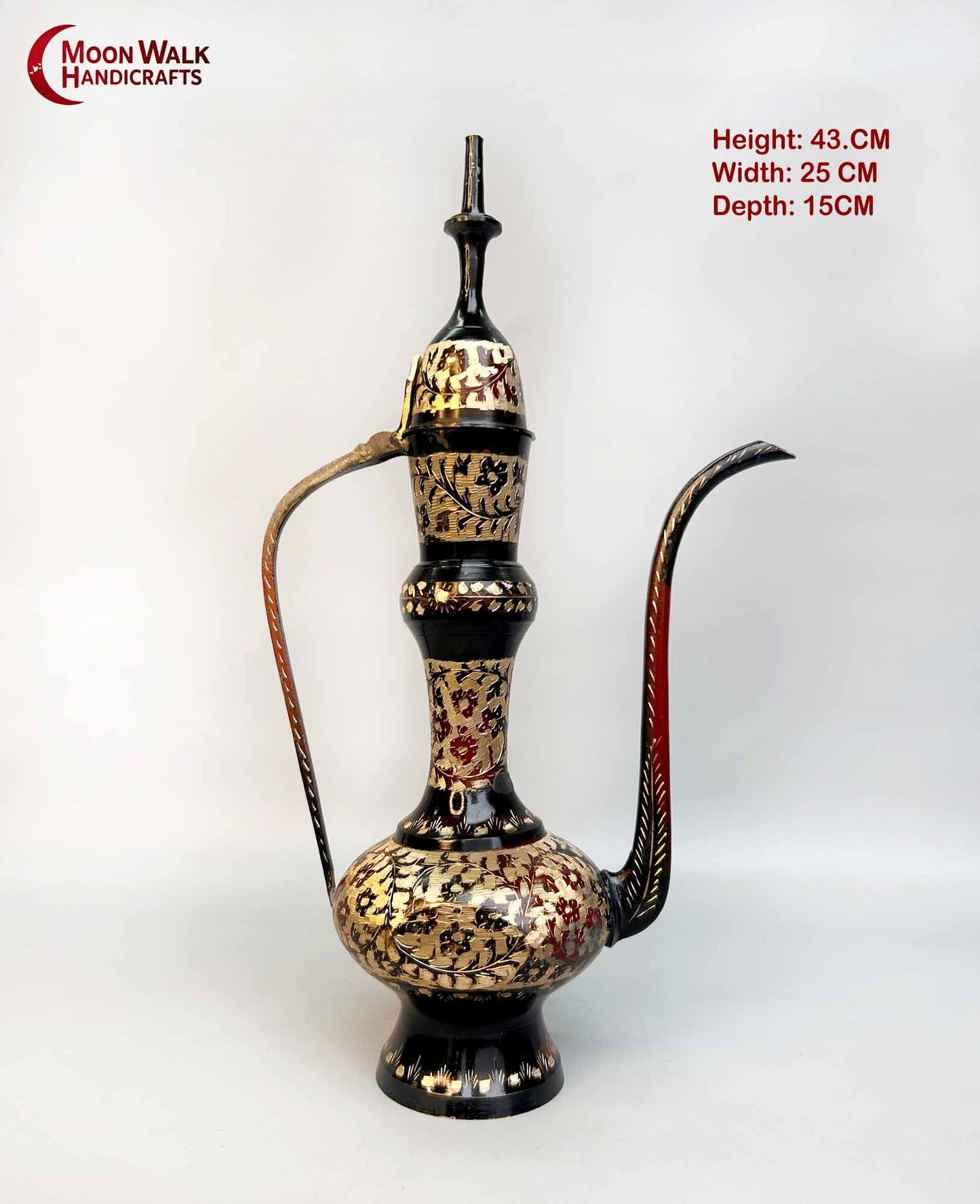 Brass Ewer, Antique Style Dallah, Gold Floral Coffee Pot, Handmade Eid Gift, Middle Eastern Home Decor, Unique Ramadan Decoration