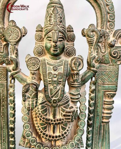 Exquisite Brass Tirupati Balaji Venkateshwara Statue I Old Antique Statues I Big Power in Universe I Anniversary Gift I Retirement, ROH168
