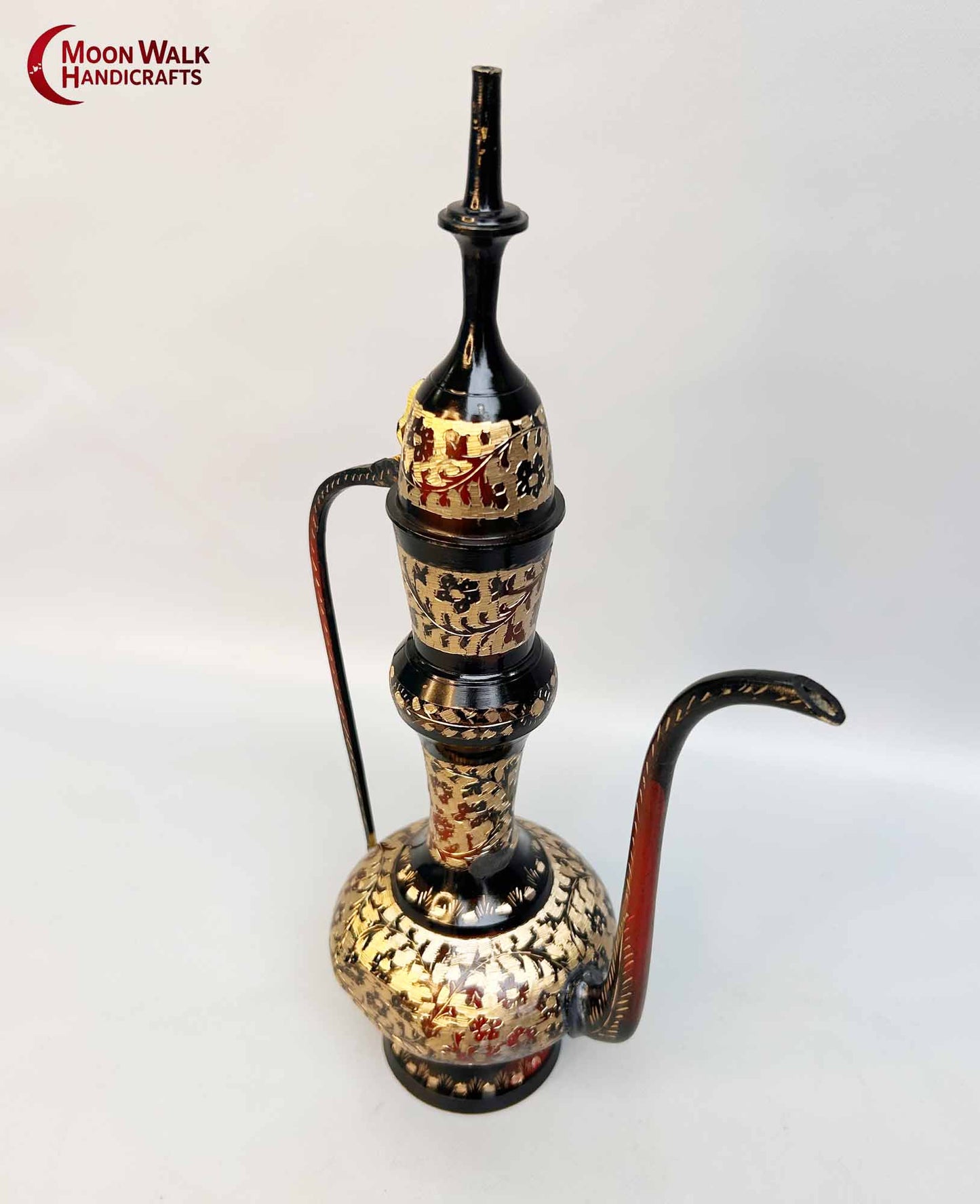 Brass Ewer, Antique Style Dallah, Gold Floral Coffee Pot, Handmade Eid Gift, Middle Eastern Home Decor, Unique Ramadan Decoration