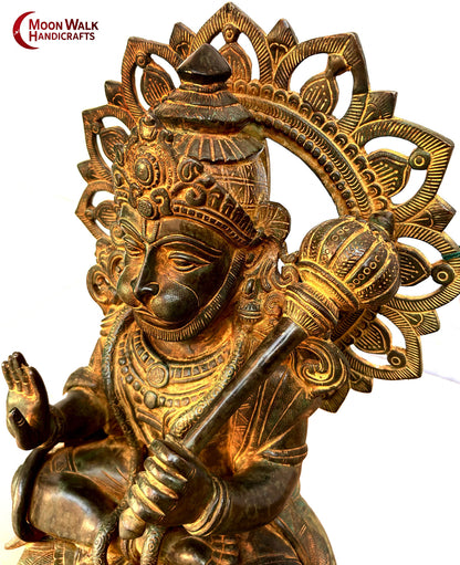 Divine Blessings: Bronze Lord Hanuman Sitting Statue CODE ROH178
