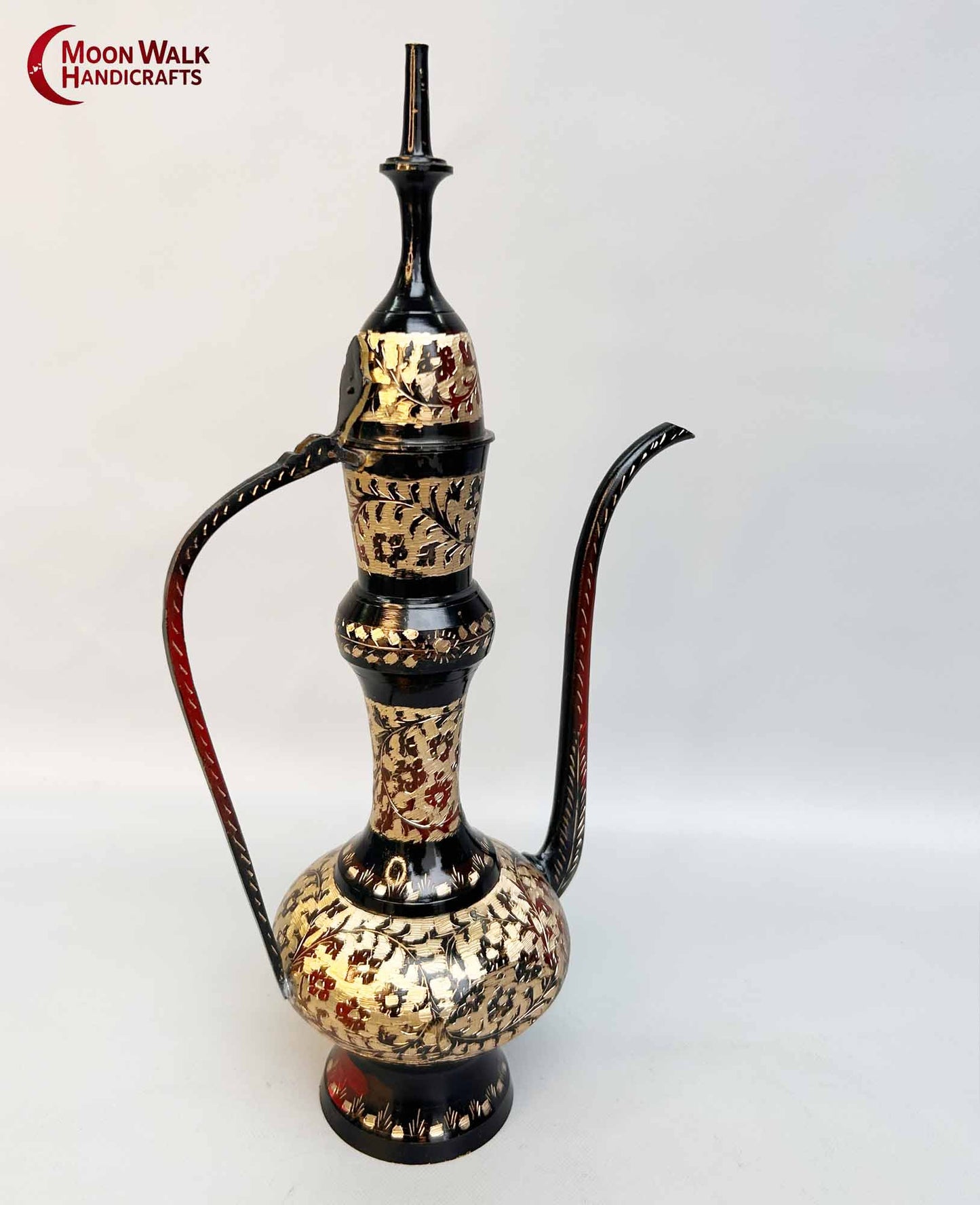 Brass Ewer, Antique Style Dallah, Gold Floral Coffee Pot, Handmade Eid Gift, Middle Eastern Home Decor, Unique Ramadan Decoration