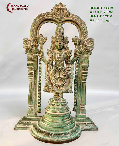 Exquisite Brass Tirupati Balaji Venkateshwara Statue I Old Antique Statues I Big Power in Universe I Anniversary Gift I Retirement, ROH168