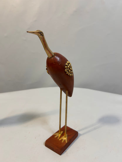 Height 27cm Wooden & Brass Bird Figurine Set – Elegant Love Birds Home Decor – Vintage Crane Statue – Unique Tabletop Sculpture for Gifting
